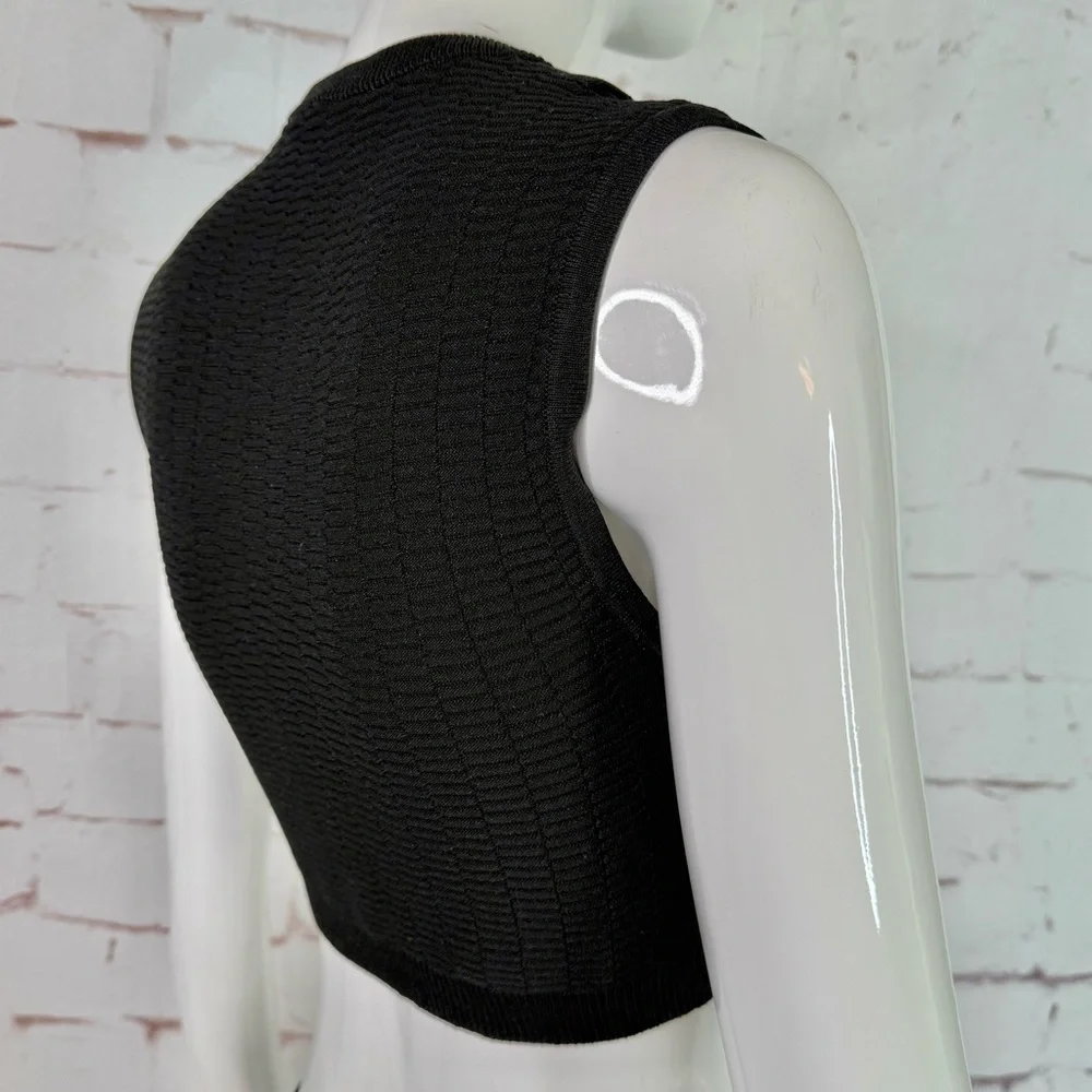 NEW ZARA S Black Sleeveless Crop Top Knit Vest Gold Button Accents Small NWT - Picture 8 of 15